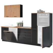 Cuisine complete AYA - Décor noir - L 280 x P 60 x H 214 cm - Plan de