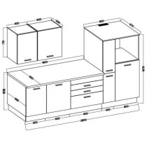 Cuisine complete AYA - Décor noir - L 280 x P 60 x H 214 cm - Plan de