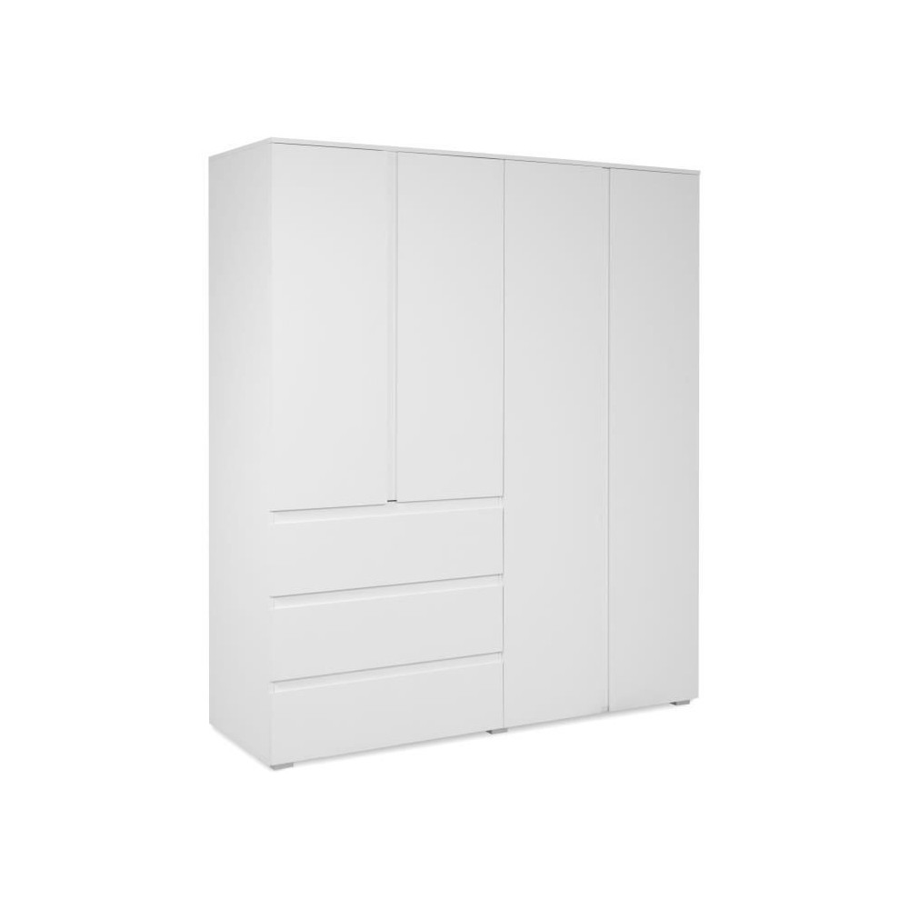 Armoire - Image 60C - Décor blanc - 4 portes, 2 tiroirs - 160 x 55 x