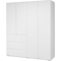 Armoire - Image 60C - Décor blanc - 4 portes, 2 tiroirs - 160 x 55 x
