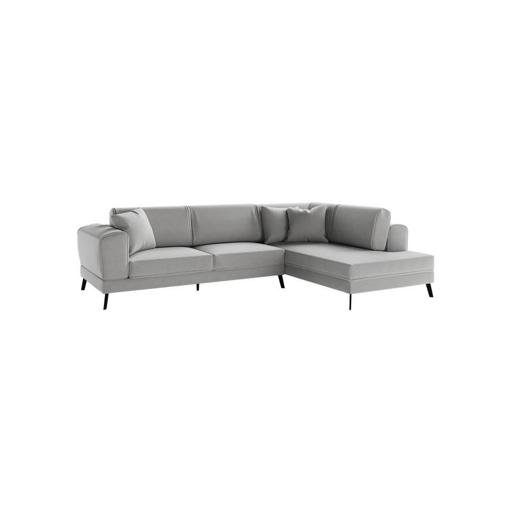 Canapé d'angle droit convertible IMPERIAL 5 places - Tissu gris clair