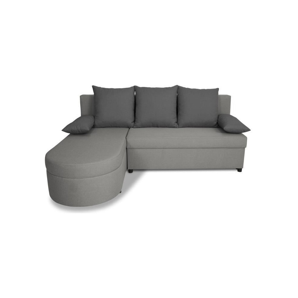 Canapé d'angle convertible réversible 3 places JEN - Tissu Gris - St
