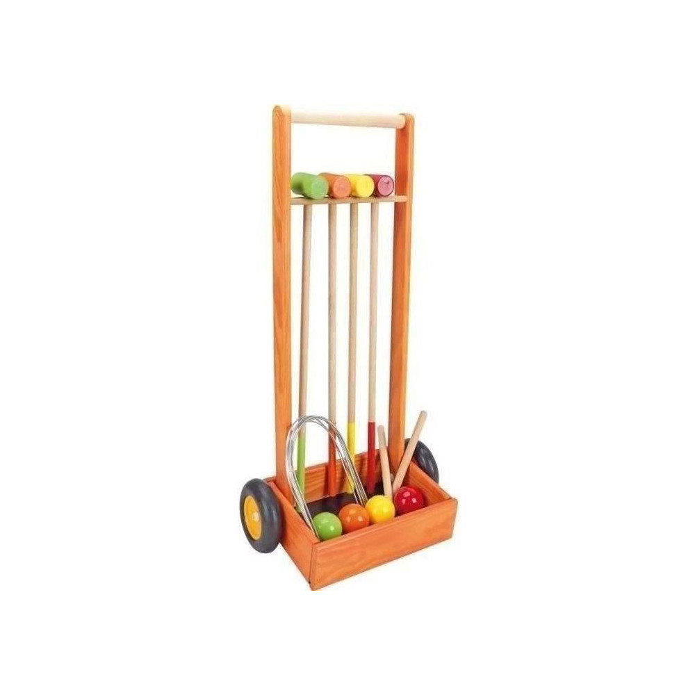 Jeu de croquet en bois pour enfants - JEUJURA - 4 joueurs - Chariot en