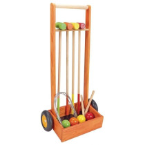Jeu de croquet en bois pour enfants - JEUJURA - 4 joueurs - Chariot en
