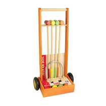 Jeu de croquet en bois pour enfants - JEUJURA - 4 joueurs - Chariot en