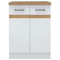 JUNONA Meuble bas de cuisine 60 cm - 2 Portes - Plan de travail - Blan