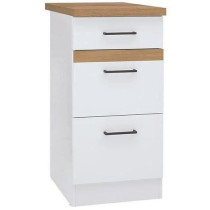 JUNONA Meuble bas de cuisine 40 cm - 3 tiroirs + plan de travail - Bla