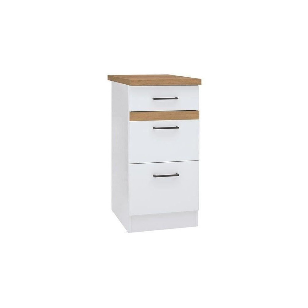 JUNONA Meuble bas de cuisine 40 cm - 3 tiroirs + plan de travail - Bla