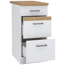 JUNONA Meuble bas de cuisine 40 cm - 3 tiroirs + plan de travail - Bla