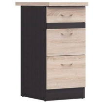 JUNONA Meuble bas de cuisine 40 cm - 3 tiroirs - Plan de travail - Che