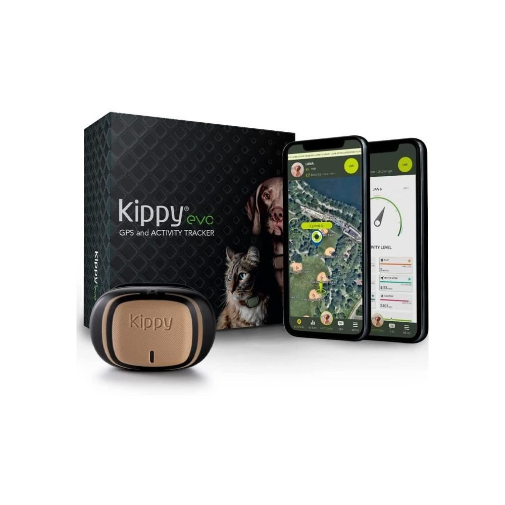 KIPPY - Collier GPS pour Chiens et Chats - Evo - 38 GR - Waterproof -