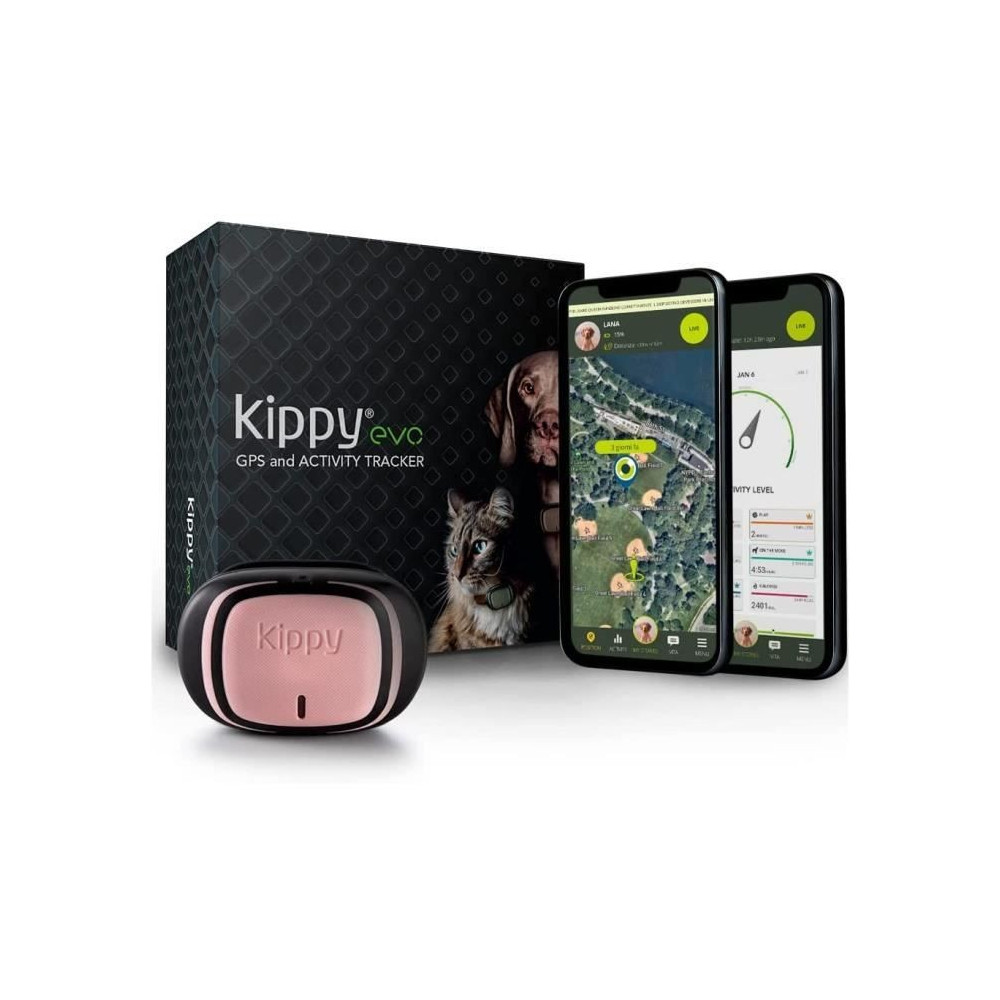 KIPPY - Collier GPS pour Chiens et Chats - Evo - 38 GR - Waterproof -