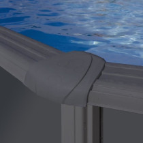GRE - Kit Piscine hors sol acier ronde grise anthracite - Ø370 x H122