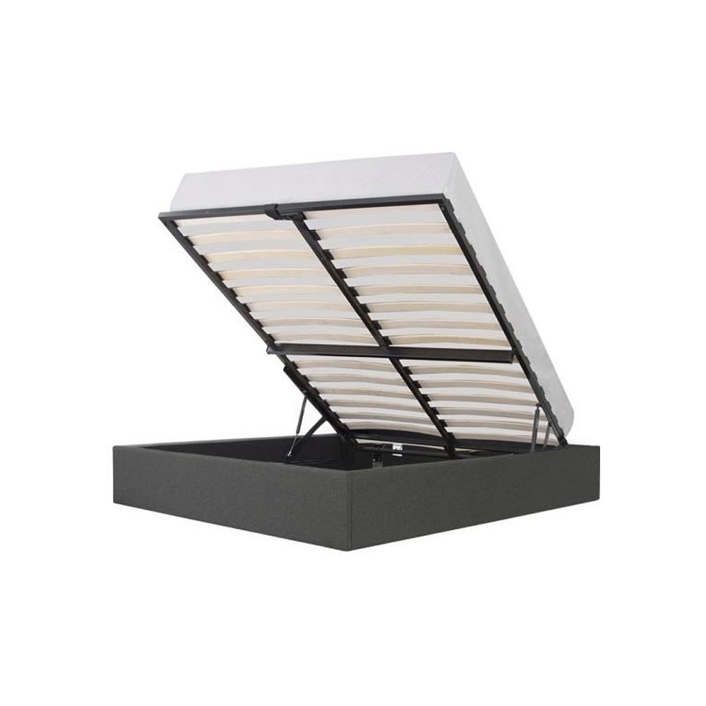 ECLIPSE Lit adulte + coffre de journée - Tissu gris foncé - 160 x 20