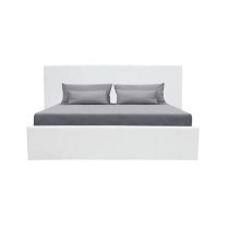 MARTIN Lit adulte 140 x 190 cm + coffre de rangement - Simili blanc -