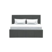 MARTIN Lit adulte 140 x 190 cm + coffre de rangement - Simili gris - S