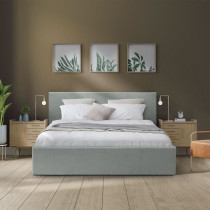 Lit coffre adulte MARTIN - Couchage 140x190 cm - Gris clair - Sommier