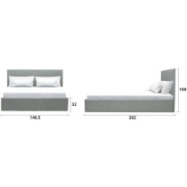 Lit coffre adulte MARTIN - Couchage 140x190 cm - Gris clair - Sommier