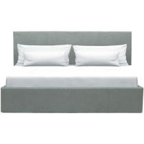 Lit coffre adulte MARTIN - Couchage 160x200 cm - Gris clair - Sommier