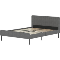 Lit adulte SIME - 140 x 190 cm - Sommier inclus - Gris