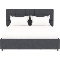 Lit adulte VERA 140 x 190 cm - 4 tiroirs - Sommier inclus - Gris fonc