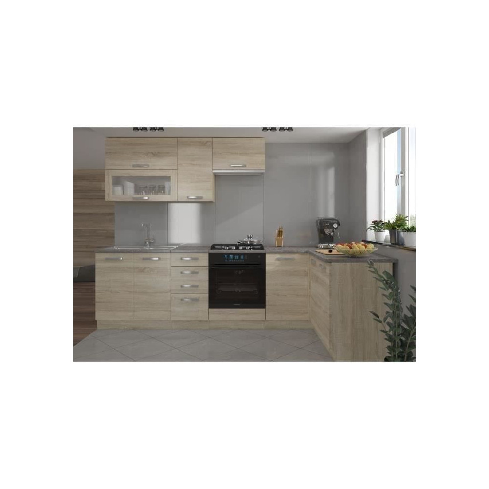 LASSEN Cuisine complete d'angle 240x165 cm avec plan de travail - Angl