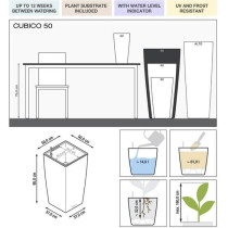 Pot de fleur - LEC - Cubico Premium 50 - argent métallisé - résista