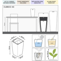 Pot de fleur - LEC - Cubico Premium 40 - Rouge - Avec réserve d'eau -
