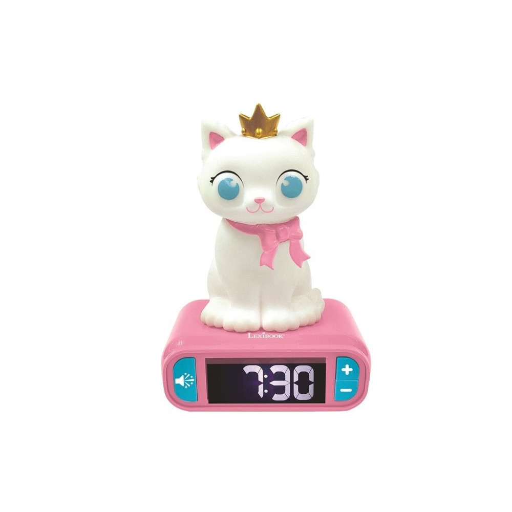 Réveil veilleuse digital LEXIBOOK - Chat - 3D lumineux et sonore - Bl