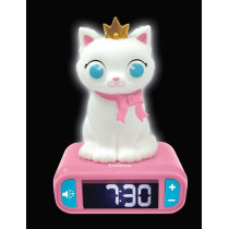 Réveil veilleuse digital LEXIBOOK - Chat - 3D lumineux et sonore - Bl