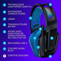 Casque gamer - Sans fil - LOGITECH G - G535 LIGHTSPEED - PC & PS5 - No