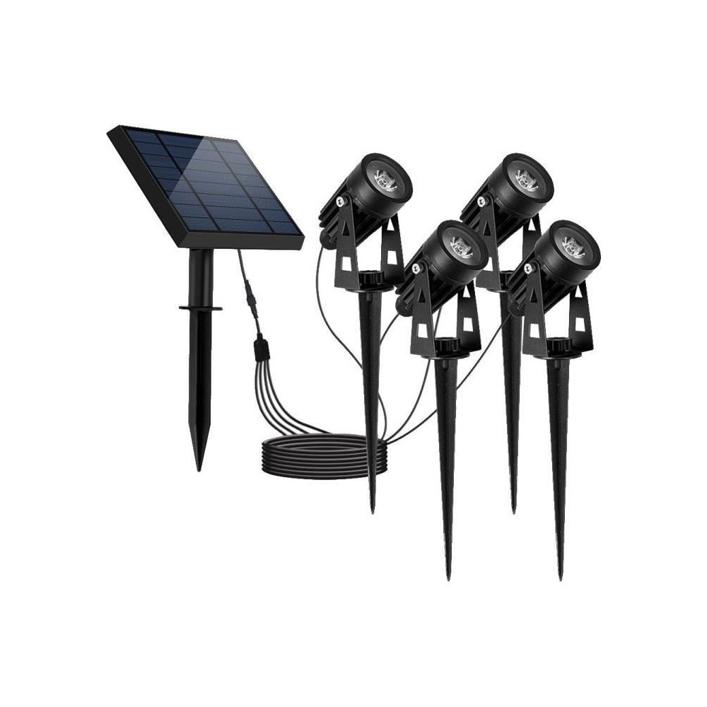 Quatre spots solaires 4 en 1 a piquer ou a fixer - LUMISKY - ROUNDY -