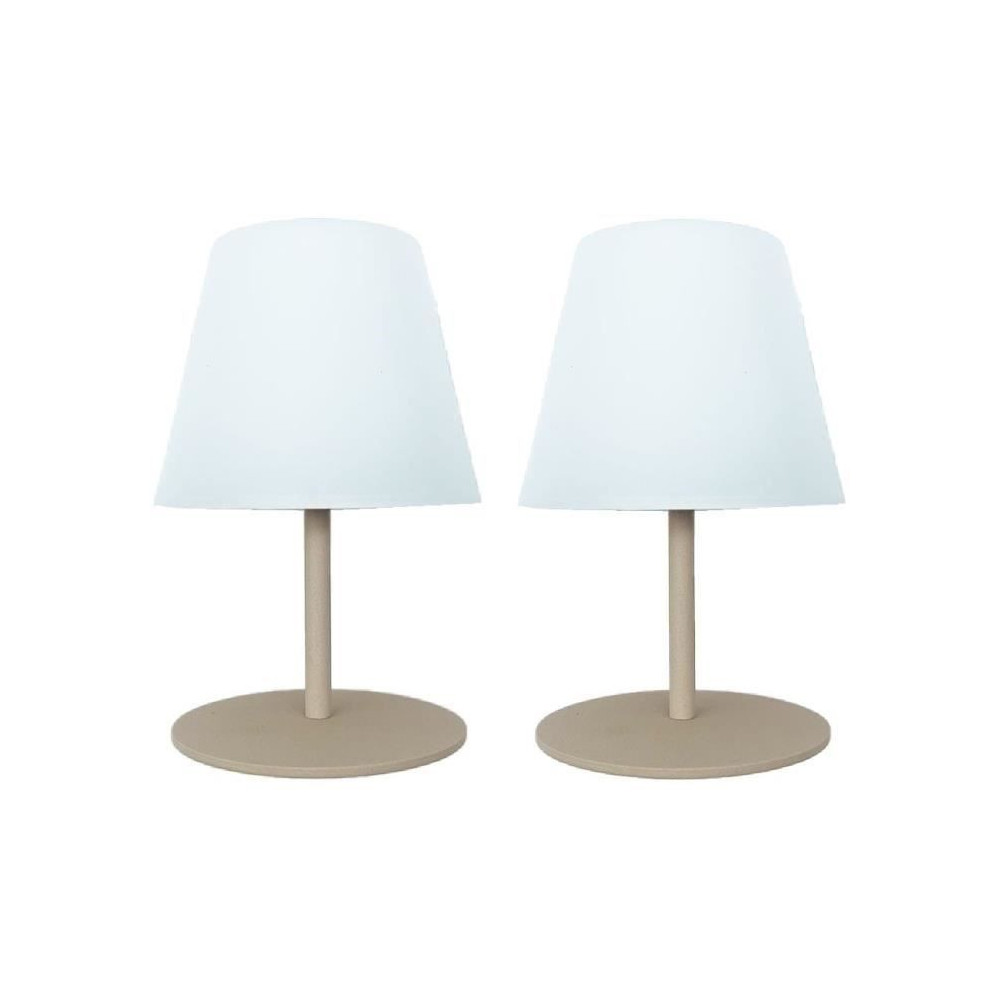Set de 2 lampes de table sans fil - LUMISKY - TWINS - Cream - H16 cm -