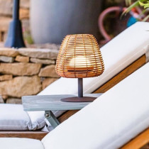 Lampe de table sans fil - LUMISKY - BOHEME - H25 cm - Rotin naturel -