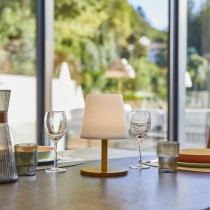Lampe de table sans fil - LUMISKY - STANDY MINI WOOD - H25 cm - Pied e