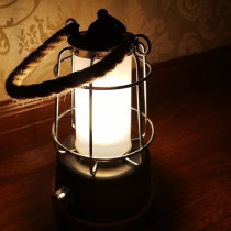 Lanterne sans fil - LUMISKY - WILDY - H23 cm - Anse en corde - LED bla