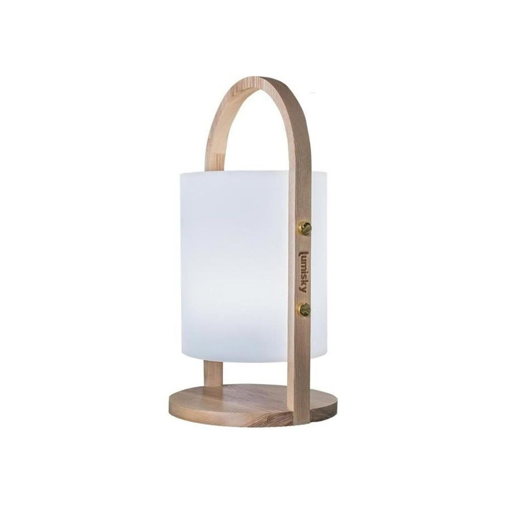 Lanterne LED Woody - LUMISKY - Blanc - Design scandinave - Poignée en