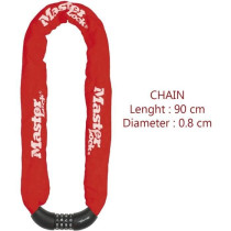 MASTER LOCK Chaîne Antivol Vélo [Combinaison] [90 cm Chaîne] [Rouge