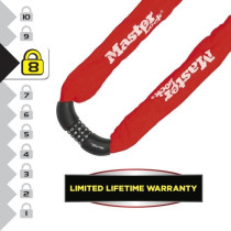 MASTER LOCK Chaîne Antivol Vélo [Combinaison] [90 cm Chaîne] [Rouge