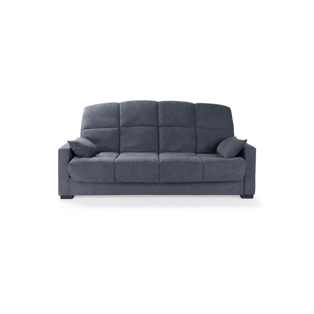 Canapé clic clac 3 places - Tissu gris - Matelas 17 cm - L223 x P96 x