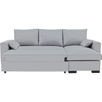 Canapé d'angle convertible - MORGAN - 3 places - Gris clair avec coff