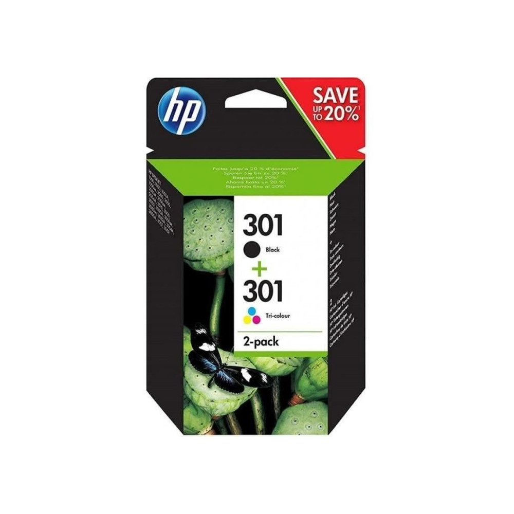 HP 301 Pack de 2 cartouches d'encre noire et trois couleurs authentiqu