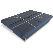 Banquette convertible - 3 places - NAOTO - Tissu bleu foncé - Coffre