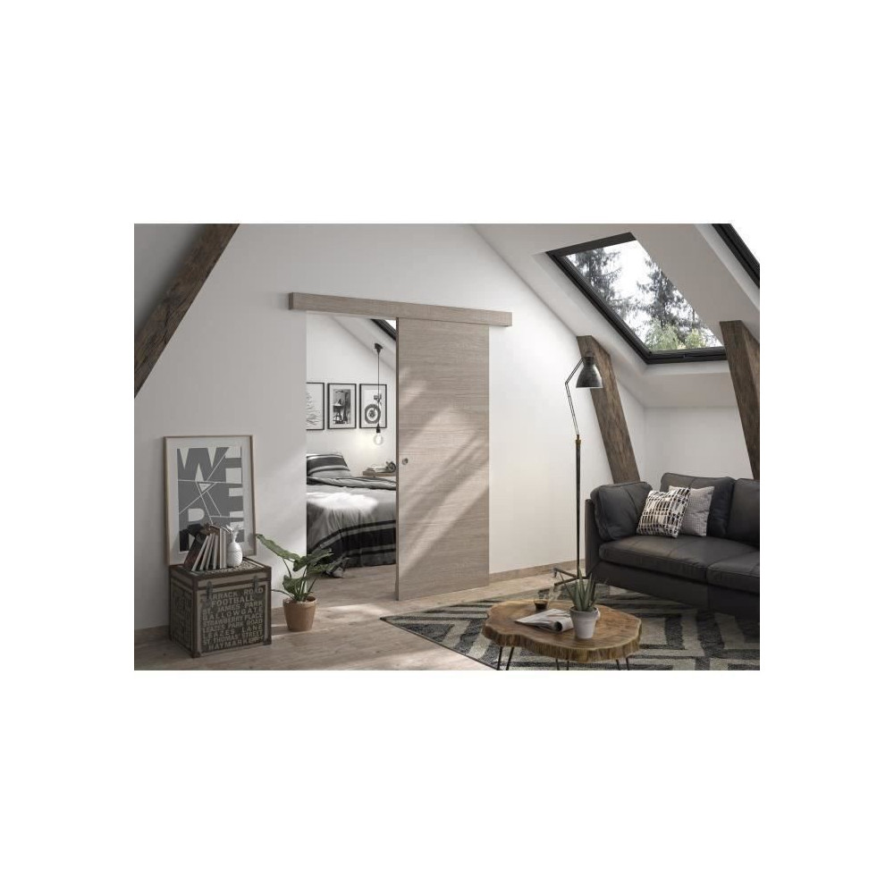 OPTIMUM - Kit porte coulissante + rail + bandeau Vérone - H.204xL.83x