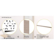 OPTIMUM - Kit porte coulissante + rail + bandeau Vérone - H.204xL.83x