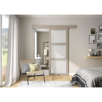 OPTIMUM - Kit porte coulissante 3 carreaux + rail + bandeau Vérone -
