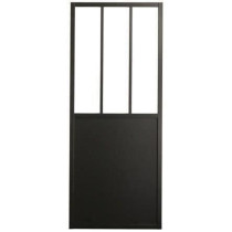 OPTIMUM - Kit porte coulissante + rail + bandeau Atelier - H 204 x L 9
