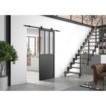 OPTIMUM Kit porte coulissante ATELIER noir + rail apparent - 204 x 83