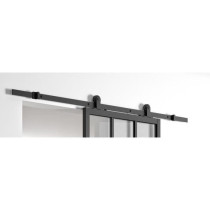 OPTIMUM Kit porte coulissante ATELIER noir + rail apparent - 204 x 83