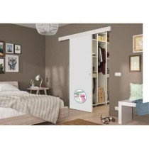 OPTIMUM Kit porte coulissante décor blanc - rail 2 amortisseurs + cac
